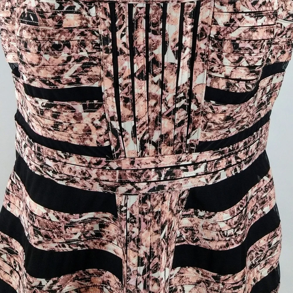 BCBGMAXAZRIA pink and black fitted cocktail dress
